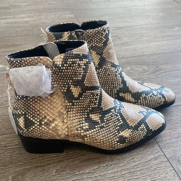 Steven by Steve Madden Snakeskin Print Vegan Faux Leather Waterproof Ankle Boots - Picture 4 of 8